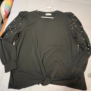 Ladies sweater top with pearl and rhinestone 3X